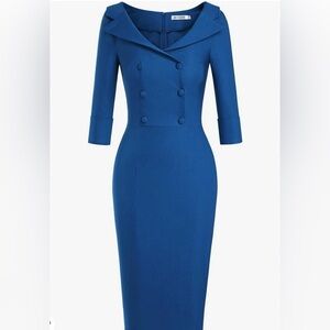 MUXXN Women’s Classic Look Sweetheart Neckline 3/4th Sleeves Large Dress BNWT